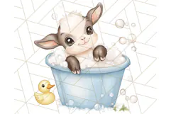 Farm Animal Babies in Bubble Bath PNG, Nursery Clipart Product Image 2