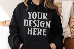 Black Gildan Gildan 18500 Hoodie Mockup, Unisex Sweatshirt M Product Image 1