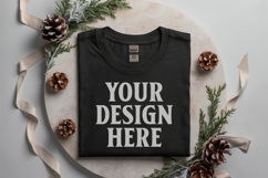 Gildan 5000 Black Folded Christmas Mockup, G5000 mockup Product Image 1