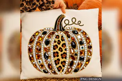 Leopard Rhinestone Pumpkin PNG, Glam Fall Pumpkin Sublimatio Product Image 1