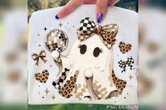 Coquette Ghost PNG, Disco Ball Ghost PNG, Leopard Checkered Product Image 2
