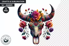 Floral bull skull PNG Western Clipart, Boho cow skull flower Product Image 1