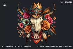 Boho Western bull skull PNG Clipart, floral cow skull Product Image 2