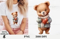 Valentine bear sublimation, Valentine card, bear with a hear Product Image 1