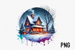 Cozy Halloween Cottage Sublimation - Cozy Cottage Landscape Product Image 1