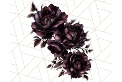 Gothic Floral PNG, Dark Aesthetic Flowers Clipart Print Product Image 2