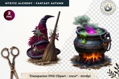 Gothic Witch Mystic Alchemy Clipart, Autumn Apothecary PNG Product Image 1