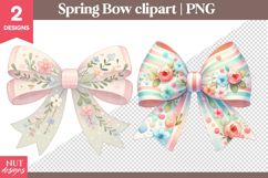 Easter Bow Clipart PNG Pastel Floral bow sublimation Product Image 1