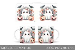 Cute Ghost Mug Design. Cute Halloween Mug Sublimation Product Image 1