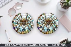 Spiders Car coaster sublimation, Halloween Coaster PNG Product Image 1