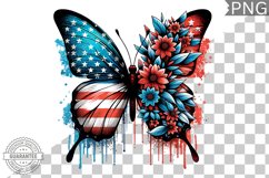 4Th Of July Flora Butterfly - Sublimation 4th of July PNG Product Image 1