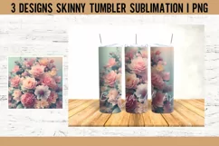 20 oz Tumbler Wrap 3D Flowers Sublimation Design PNG Product Image 2