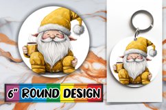 Holiday Gnome Watercolor Keychain Design Round Product Image 1