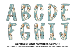 Cute Puppies Alphabet PNG, Watercolor Letters &amp; Numbers Product Image 2