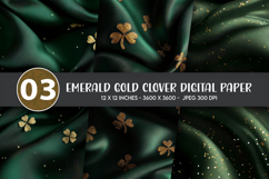 Emerald Gold Clover Digital Paper Product Image 1