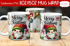 Merry Christmas mug wrap PNG Sublimation, 11oz and 15oz Product Image 1