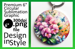 Artful Round Design for Keychains , Flowers Product Image 1