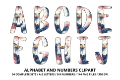 4th of July Alphabet png clipart, independence letters doodle Product Image 2