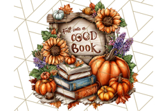 Autumn Library Clipart PNG, Cozy Fall Book Art Product Image 2