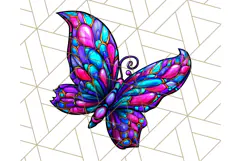 Stained Glass Hearts and Butterflies Clipart PNG Product Image 2