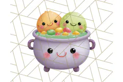 Kawaii Halloween Clipart Cute Kids and Candy Elements Png Product Image 2