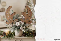Reindeer Antler Plant Stake Laser Cut | Herb Label | SVG Product Image 2