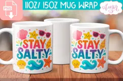 Stay salty PNG sublimation, Summer vacation coffee mug png Product Image 2