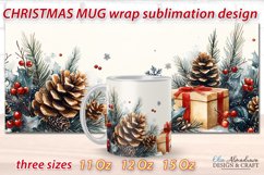 Beautiful festive Christmas wrap design for sublimation on 11Oz, 12Oz and 15Oz MUGS with cute watercolor patterns.