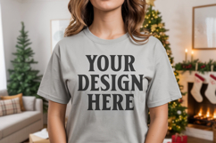 Comfort Colors 1717 Grey Christmas T-Shirt Mockup, Boho Product Image 1