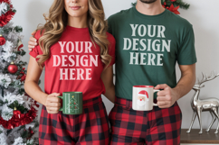 Bella Canvas 3001 Christmas Couple Mockup ,3001 Couple Mock Product Image 1