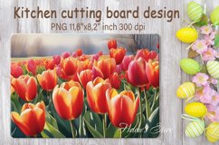 Bright spring tulip flowers design cutting board sublimation Product Image 1