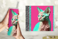 PINK CAT tumbler wrap sublimation design png Product Image 2