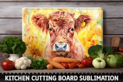 Highland Cow With Sunflowers Cutting Board Product Image 1