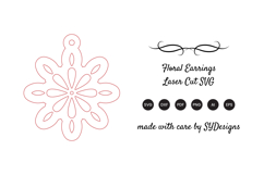 Floral Earrings Laser Cut SVG Product Image 2