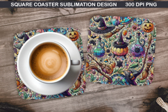 Halloween Coaster Sublimation, Halloween Coaster PNG Design Product Image 1