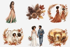 Black Autumn Wedding Clipart PNG Bundle | African American Product Image 10