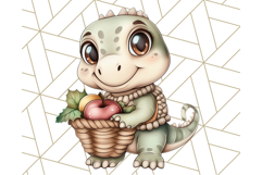 Fall Dinosaur PNG Clipart with Autumn Elements, Cute Dino Product Image 2