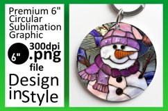 Stained Glass 3D Snowman Keychan PNG Product Image 1
