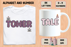 Tower Princess Alphabet Clipart PNG, Letters doodle 300 DPI Product Image 6
