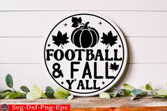 Football &amp; Fall Y&#039;all Fall Round Sign SVG Product Image 2