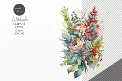 Christmas clipart, Christmas bouquet, Flowers clipart Product Image 1