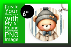 Chic Round Design for Keychain PNG , Teddy Bear Product Image 1