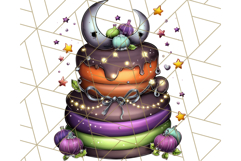 Whimsical Halloween Cake Clipart PNG, Spooky Desserts Product Image 2