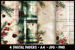 4 Vintage Christmas Floral Digital Papers I Junk Journal Product Image 1