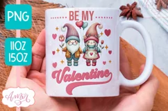 Be my Valentine mug wrap PNG, cute gnome couple mug png Product Image 1