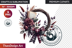 Cozy Autumn Wreath - Boho Farmhouse Fall Clipart PNG Product Image 1