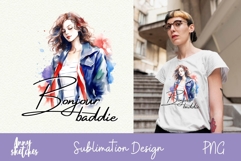 Bonjour Baddie Parisian Sublimation Design Paris French Girl Product Image 1