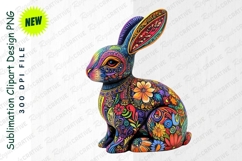 Colorful Decorative Floral Rabbit Clipart Product Image 1