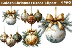 Golden Christmas Decor Clipart Bundle PNG Product Image 2