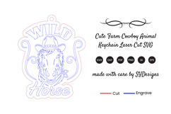 Cute Farm Cowboy Animal Keychain SVG Product Image 2